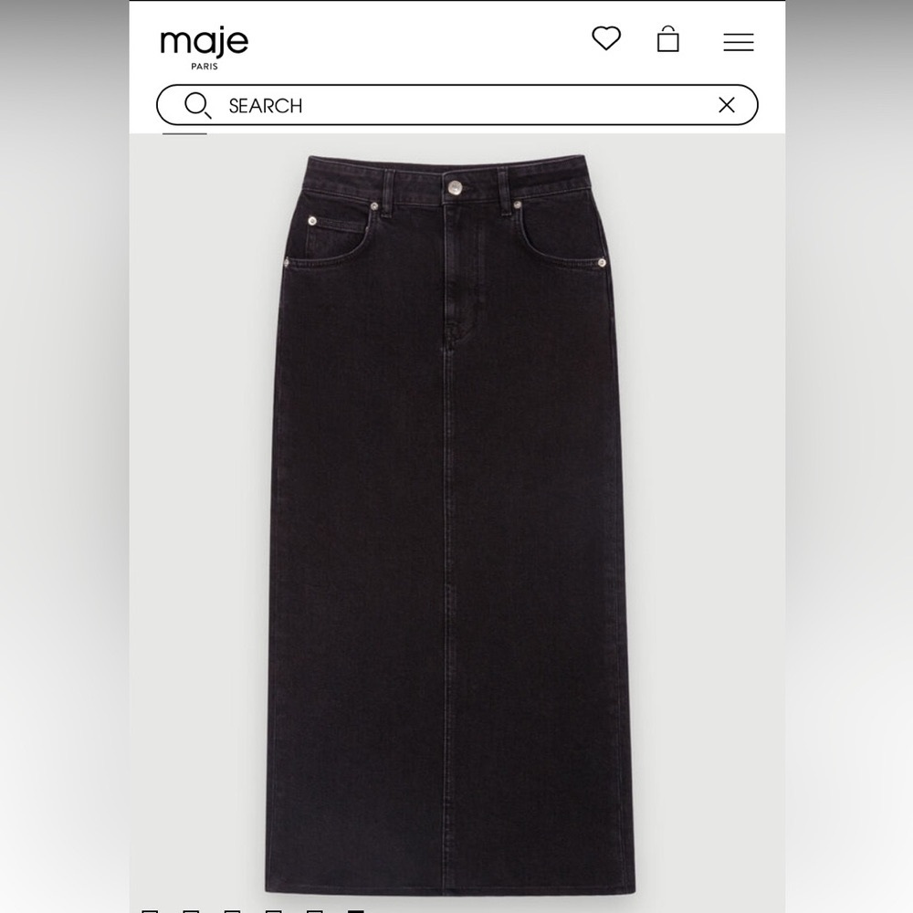 Maje black denim maxi skirt with a slit in the back - size 36 (S)